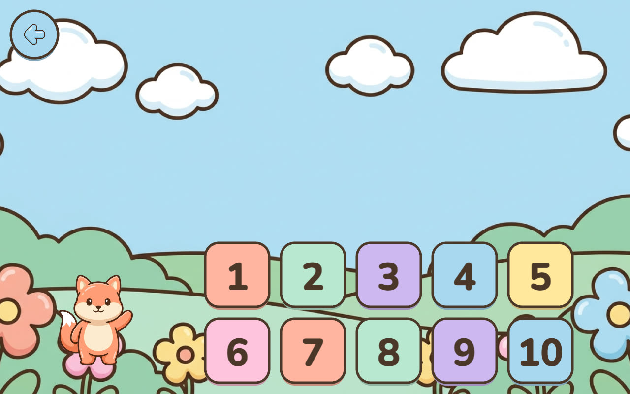 Numbers – Explore: the digits 1 to 10 to tap, with Biby the fox